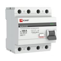 EKF elcb-4-100-300-em-pro; Устройство защитного отключения УЗО ВД-100 4P 100А/300мА (электромеханическое) PROxima